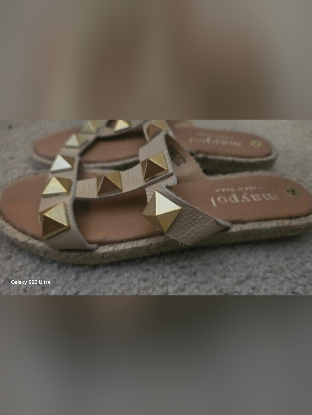 NWOT Maypol Leather Studded Jute Trim Sandals Size 7.5 - Picture 7 of 10